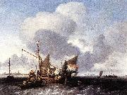 Ludolf Bakhuizen Ships on the Zuiderzee before the Fort of Naarden oil on canvas